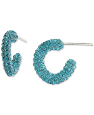 Giani Bernini Crystal Small Hoop Earrings Sterling Silver, 0.59", Created for Macy's