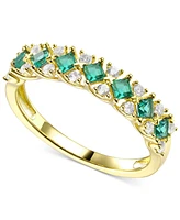 Sapphire (3/4 ct. t.w.) & Diamond (1/4 ct. t.w.) Ring in 14k Rose Gold (Also in Emerald & Ruby)