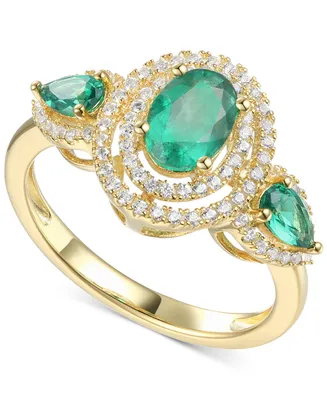 Sapphire (1-1/2 ct. t.w.) & Diamond (1/3 Statement Ring 14k Gold (Also Emerald)