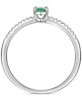 Sapphire (1/2 ct. t.w.) & Diamond (1/20 Ring Sterling Silver (Also Ruby Emerald)