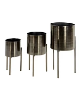 Contemporary Style Large Round Metal Planters Stands, Set of 3