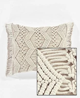 Lush Decor Studio Chevron Macrame Decorative Single Pillow Cover, 13" x 20"+ 3"