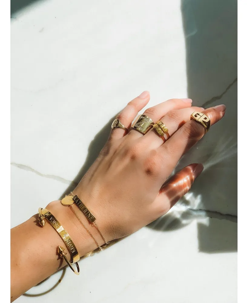Sarah Chloe Polished Decorative Cuff Bangle Bracelet 14K Gold-plated Sterling Silver