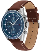 Tommy Hilfiger Men's Chronograph Brown Leather Strap Watch 44mm