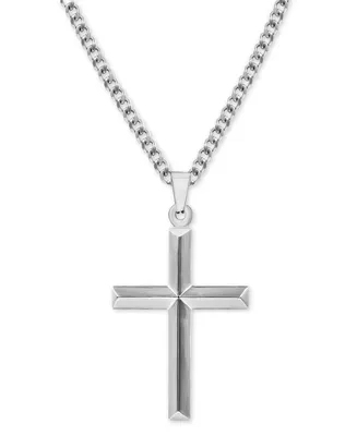 Men's Cross 24" Pendant Necklace in Stainless Steel