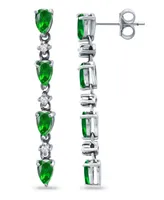 Giani Bernini Created Green Quartz and Cubic Zirconia Linear Drop Earrings