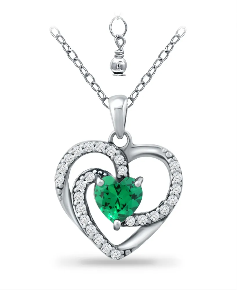 Giani Bernini Created Green Quartz and Cubic Zirconia Heart Pendant