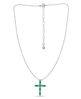 Giani Bernini Created Green Quartz and Cubic Zirconia Cross Pendant