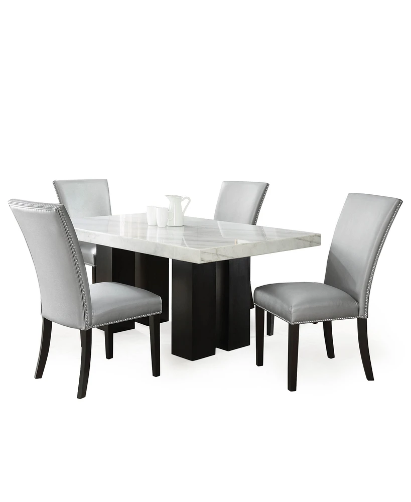 Closeout! Camila 5-Pc. Dining Set (Rectangle 70" Marble Table & 4 Chairs)