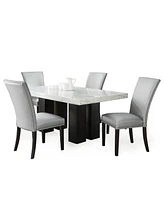 Camila 5-Pc. Dining Set (Rectangle 70" Marble Table & 4 Chairs)