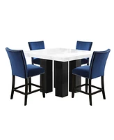 Closeout! Camila Counter Height 5-Pc. Dining Set (Square 54" Marble Table & 4 Chairs)