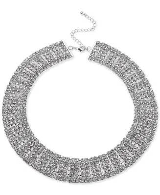 I.n.c. International Concepts Silver-Tone Crystal Multi-Row Choker Necklace, 12-1/2" + 3" extender
