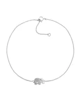 Diamond Accent Elephant Anklet in Sterling Silver , 9" + 1" extender