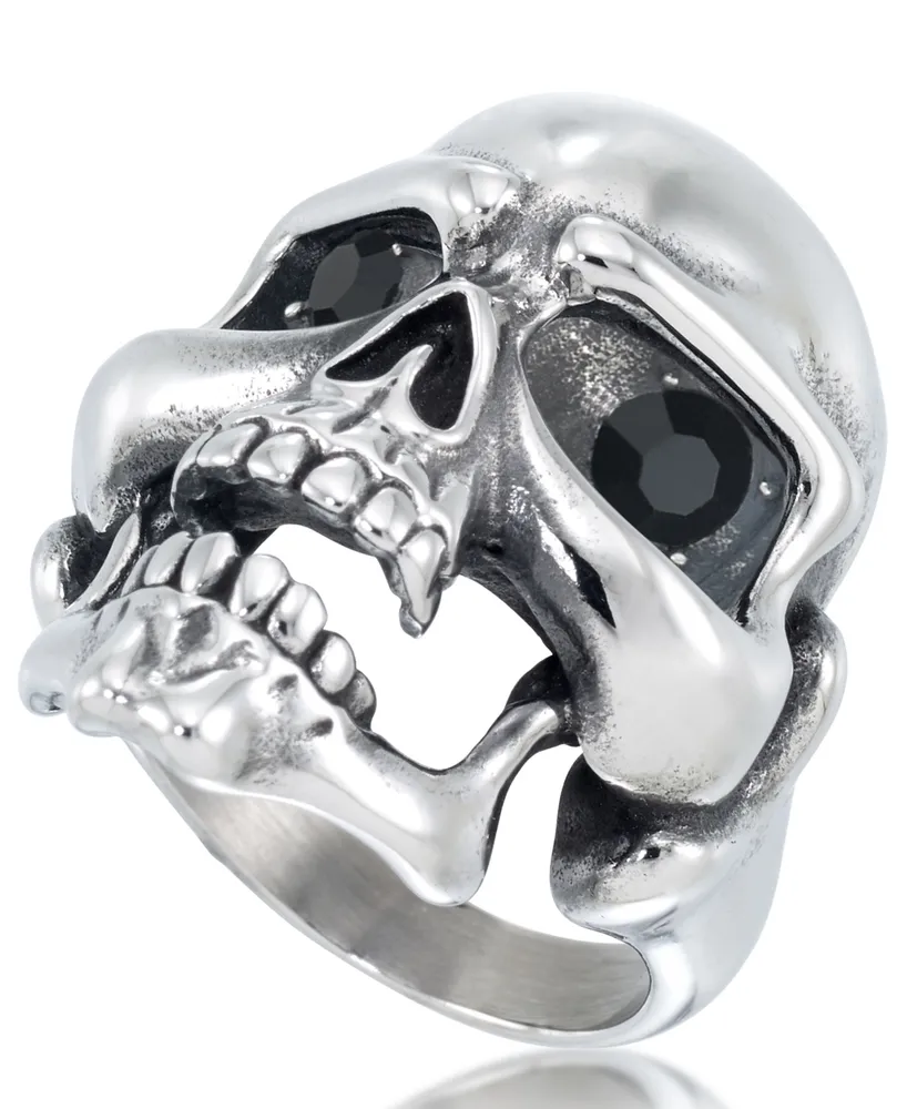 Andrew Charles by Andy Hilfiger Men's Cubic Zirconia Signature Skull Ring Stainless Steel