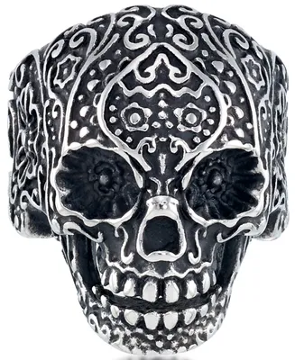 Andrew Charles by Andy Hilfiger Men's Ornamental Skull Ring Oxidized Stainless Steel