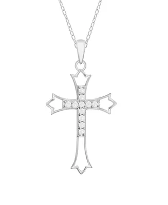 Diamond Cross Pendant Necklace (1/10 ct. t.w.) In Sterling Silver