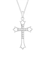Diamond Cross Pendant Necklace (1/10 ct. t.w.) In Sterling Silver