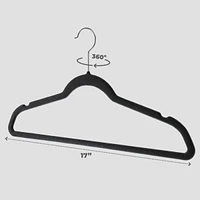 50-pack Velvet Hanger Ultra-Thin - 360 Degree Swivel Hook Black Hangers with Clips - Non-slip Hangers for Skirts and Pants Hangers