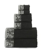 Superior Wisteria Floral Embroidered Jacquard Border Cotton 6 Piece Bath Towel Set