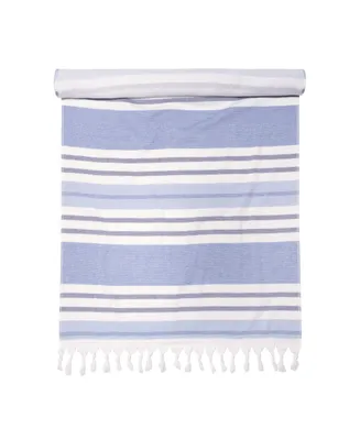 Superior Racer Stripe Fouta Beach Towel with Tassels