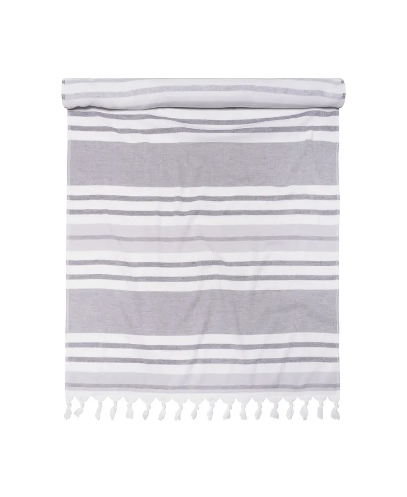 Superior Racer Stripe Fouta Beach Towel with Tassels