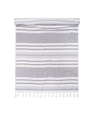 Superior Racer Stripe Fouta Beach Towel with Tassels