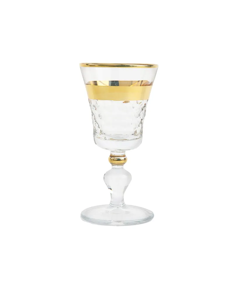 Classic Touch 2 Oz. Shot Glasses with Gold-Tone Cut Crystal Detail, Set of 6 - Clear/Gold