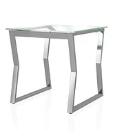 Furniture of America Meiland Glass Top End Table