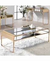 Furniture of America Kiruna Glass Top Coffee Table - Gold