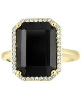 Effy Diamond (1/6 ct. t.w.) & Onyx (14 x 10mm) Statement Ring In 14k Gold