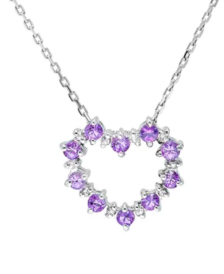 Amethyst (1/2 ct.t.w.) and White Topaz (1/5 ct.t.w.) Heart Pendant Necklace in Sterling Silver