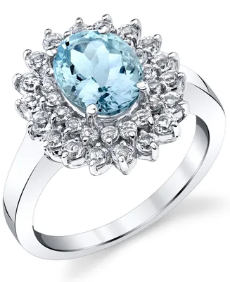 Aquamarine (1-7/8 ct. t.w.) & White Topaz (1-1/4 ct. t.w.) Ring in Sterling Silver