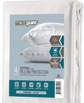 Micropuff Zippered 4 Pack Microfiber Pillow Protector