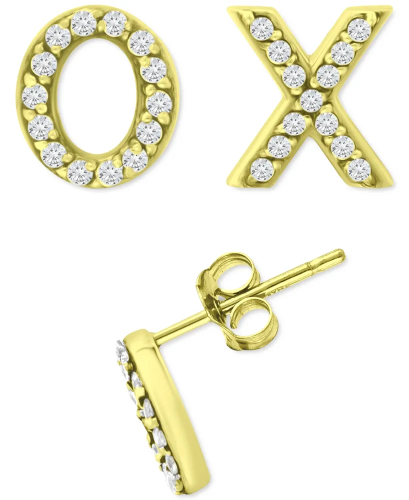 Giani Bernini Cubic Zirconia X & O Mismatch Stud Earrings, Created for Macy's