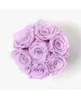 Round Box of Lavender Real Roses Preserved To Last Over A Year