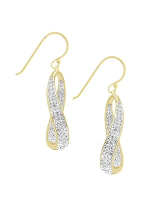 Clear Crystal Twist Drop Earrings in Gold Plate or Silver Plate