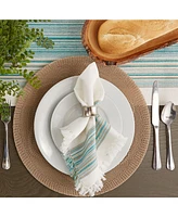 Design Imports Fringed Stripe Table Toppers, 20" x 20", Set of 6