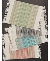 Design Imports Fringed Stripe Table Toppers, 13" x 20", Set of 6