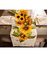 Design Imports Rustic Sunflowers Printed Table Runner, 14" x 108"