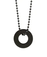 Men's Black Plated Stainless Steel Circle Pendant Necklace