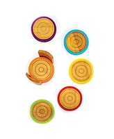 Bamboo 6 Piece Coaster Set with Silicone Rims