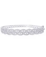 Diamond Accent Braided Twist Bangle in Silver Plate