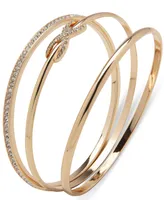 Anne Klein Gold-Tone 3-Pc. Set Pave Infinity Bangle Bracelets