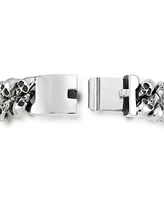 Men's Multi Skull Link Bracelet in Stainless Steel