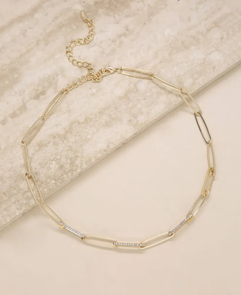 Ettika Crystal Paperclip Chain Necklace