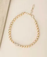 Ettika Gold Plated and Cubic Zirconia Beaded Ball Anklet