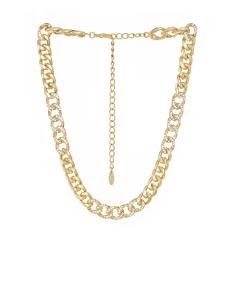 Ettika Bold and Gold Plated Crystal Link Chain Necklace