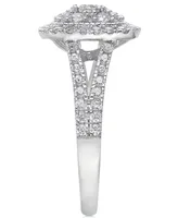 Diamond Multi-Layer Square Halo Engagement Ring (1 ct. t.w.) in 14k White Gold