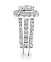 Diamond Cluster 3-Pc. Bridal Set (2 ct. t.w.) in 14k White Gold