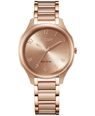 Citizen Eco-Drive Women's Rose Gold-Tone Stainless Steel Bracelet Watch 35mm